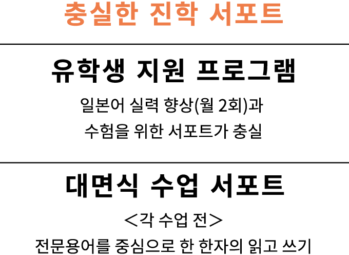 충실한 진학 서포트